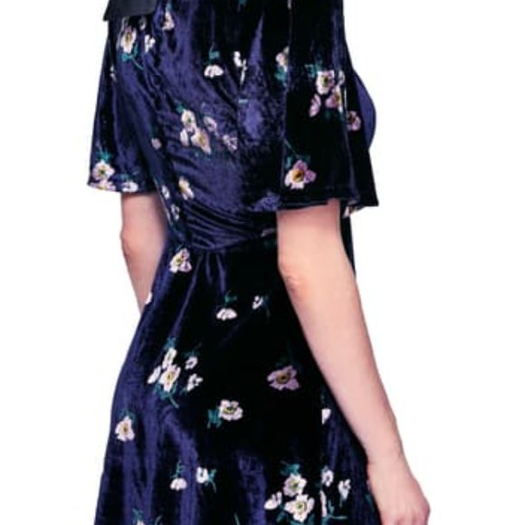 Free People BeMyBaby Navy Velvet Floral Mini Dress - Picture 4 of 5